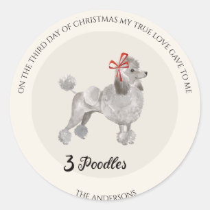 Kerstmis 12 Honden van Kerstmis 12 Dagen Derde Dag Ronde Sticker