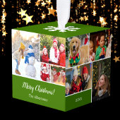 Kerstmis 15 Fotocollage met familienaam Groen Decoratie