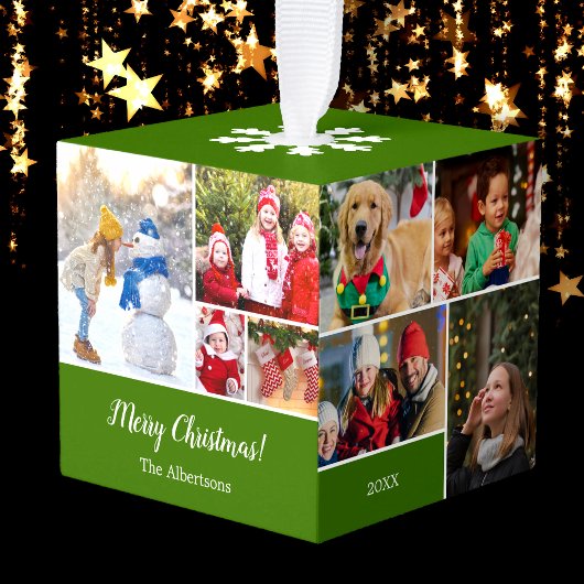 Kerstmis 15 Fotocollage met familienaam Groen Decoratie