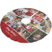 Kerstmis 16 Fotocollage met familienaam Rood Kerstboom Rok (Gekanteld)