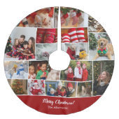 Kerstmis 16 Fotocollage met familienaam Rood Kerstboom Rok (Voorkant)