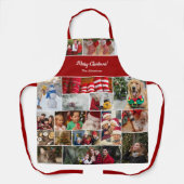 Kerstmis 17 Fotocollage met familienaam Rood Schort (Voorkant)