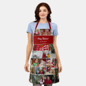 Kerstmis 17 Fotocollage met familienaam Rood Schort (Gedragen)