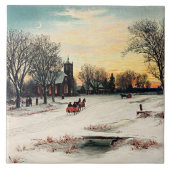 Kerstmis, 1889,  schilderij tegeltje (Voorkant)