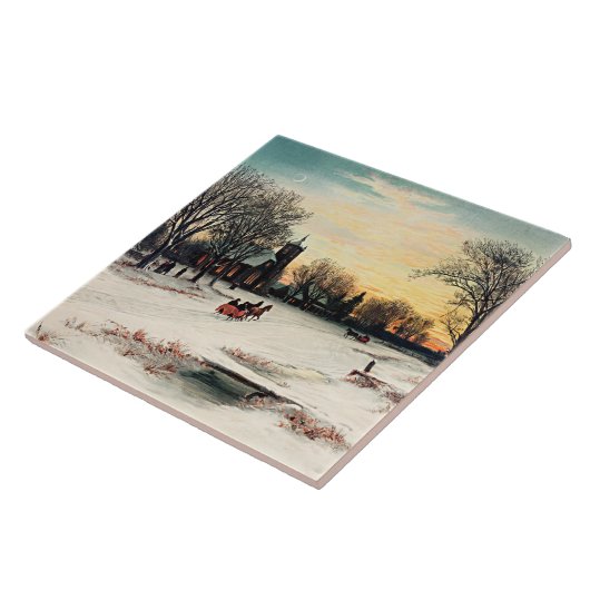 Kerstmis, 1889,  schilderij tegeltje (Zijkant)