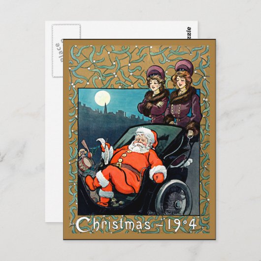 Kerstmis, 1904, vintage illustratie briefkaart (Voorkant / Achterkant)
