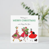 Kerstmis 1950  dames kaart (Staand voorkant)