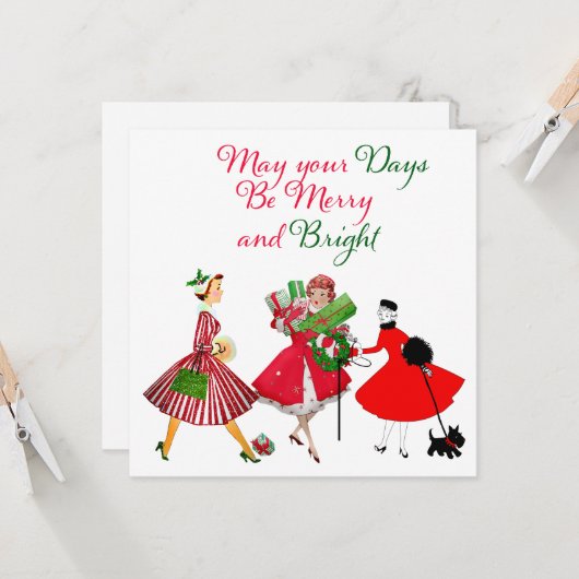 Kerstmis 1950 dames kaart (Voorkant / Achterkant in situ)