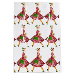 Kerstmis 1950 Vintage Dame   Medium Cadeauzakje