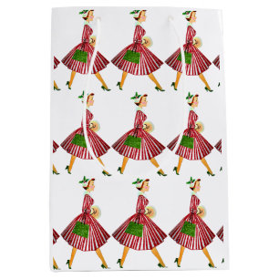 Kerstmis 1950 Vintage Dame Medium Cadeauzakje