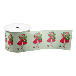 Kerstmis 1950 Vintage Dame  Satijnen Lint
