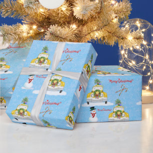 Kerstmis 1950s New York Gele Taxi Patroon Cadeaupapier