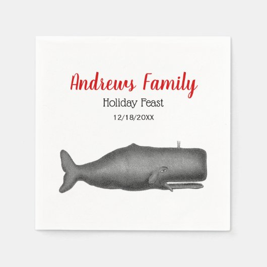 Kerstmis  19e eeuw gestileerde walvis #1 N Servetten (Voorkant)