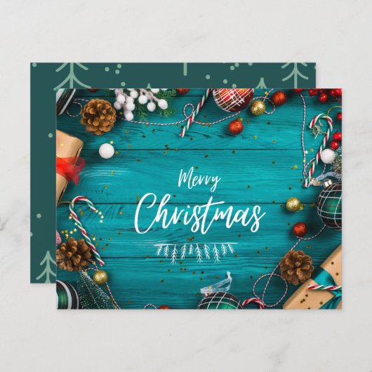 Kerstmis 1 feestdagenkaart (Voorkant / Achterkant)