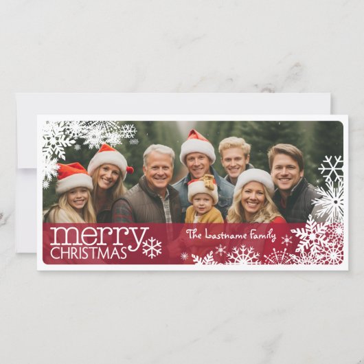 Kerstmis 1 Foto - Bekleed in Snowflakes Feestdagenkaart (Voorkant)