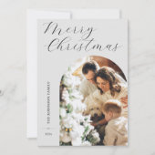 Kerstmis 1 foto boog feestdagenkaart (Voorkant)
