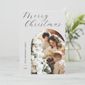 Kerstmis 1 foto boog feestdagenkaart (Staand voorkant)