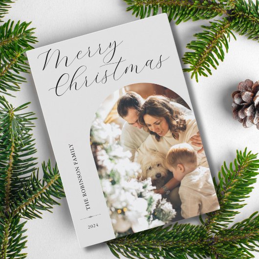 Kerstmis 1 foto boog feestdagenkaart