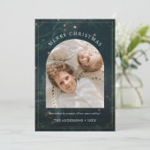 Kerstmis 1 Foto Boog Rustieke kerstboom Feestdagenkaart (Staand voorkant)