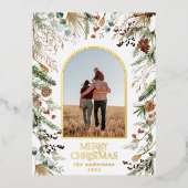 Kerstmis 1 foto botanische bloem folie feestdagen briefkaart (Voorkant)