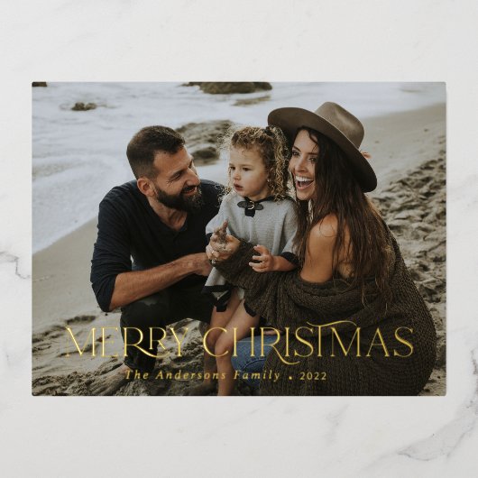 Kerstmis 1 foto botanische bloem folie feestdagen briefkaart (Voorkant)