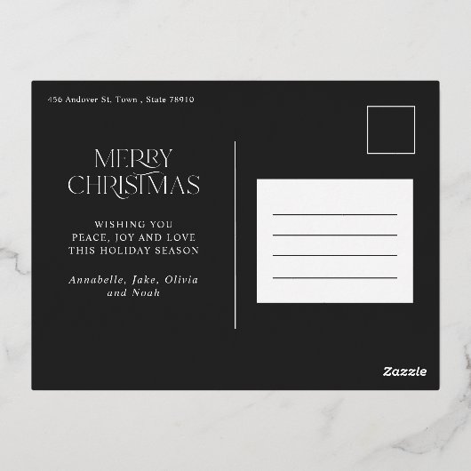 Kerstmis 1 foto botanische elegant folie feestdagen briefkaart (Achterkant)