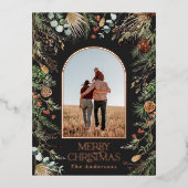 Kerstmis 1 foto botanische elegant folie feestdagen briefkaart (Voorkant)