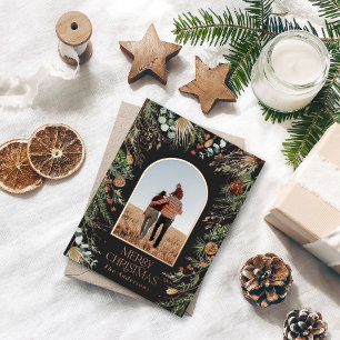 Kerstmis 1 foto botanische elegant folie feestdagen briefkaart