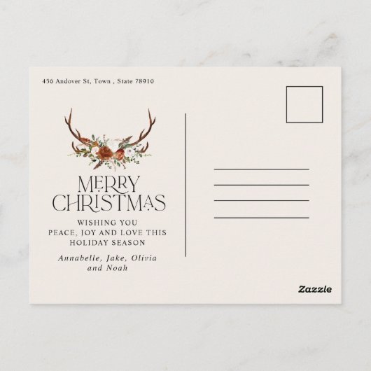 Kerstmis 1 foto botanische florale briefkaart (Achterkant)