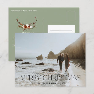 Kerstmis 1 foto botanische florale briefkaart