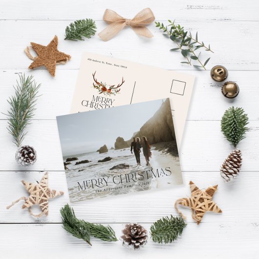 Kerstmis 1 foto botanische florale briefkaart