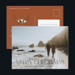 Kerstmis 1 foto botanische florale briefkaart<br><div class="desc">Vrolijk kerstfeest,  moderne elegante waterverf droogde botanische florale vlek groen,  terracotta en zwarte kleuren vakantie 1 foto kerstfeest briefkaart.</div>