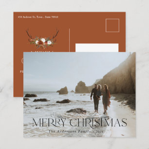 Kerstmis 1 foto botanische florale gevouwen vakant briefkaart