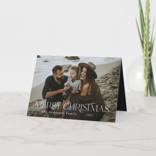 Kerstmis 1 foto botanische florale gevouwen vakant kaart (Voorkant)