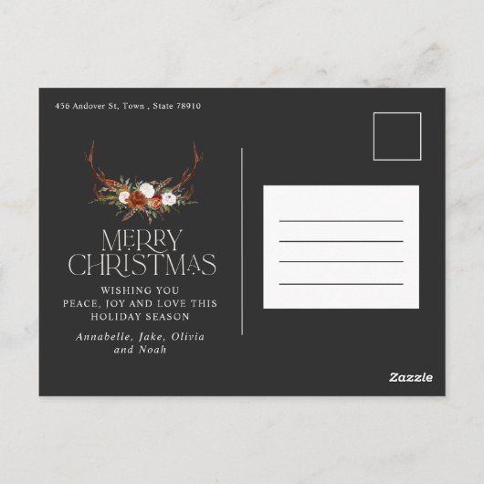 Kerstmis 1 foto botanische vlek briefkaart (Achterkant)