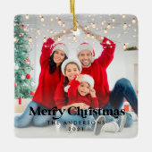 Kerstmis 1 foto draait licht modern keramisch ornament (Voorkant)