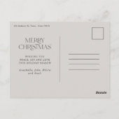 Kerstmis 1 foto moderne typografie grijs elegant briefkaart (Achterkant)