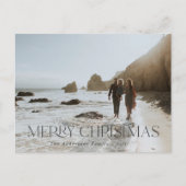 Kerstmis 1 foto moderne typografie grijs elegant briefkaart (Voorkant)