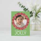Kerstmis 1 Foto - Pistachio Green en Red Feestdagenkaart (Staand voorkant)