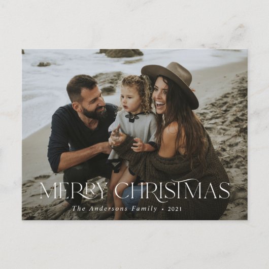 Kerstmis 1 foto terracotta moderne typografie briefkaart (Voorkant)