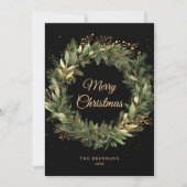 Kerstmis 1 foto Waterverf Botanische Elegant Feestdagenkaart (Voorkant)