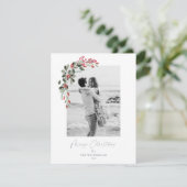 Kerstmis 1 foto waterverf botanische florale flora feestdagenkaart (Staand voorkant)