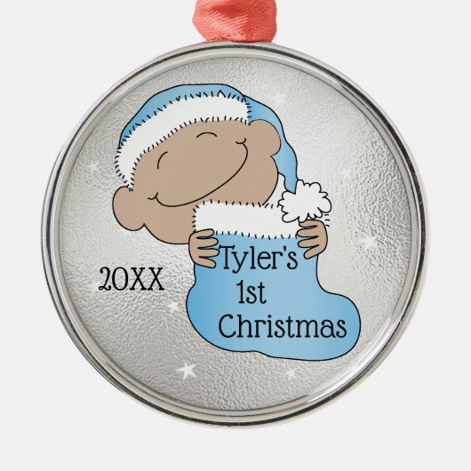 Kerstmis 1 kerstlicht blauw ornament (Voorkant)