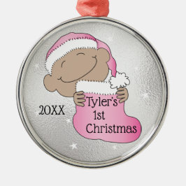 Kerstmis 1 kerstlicht roze versiering metalen ornament