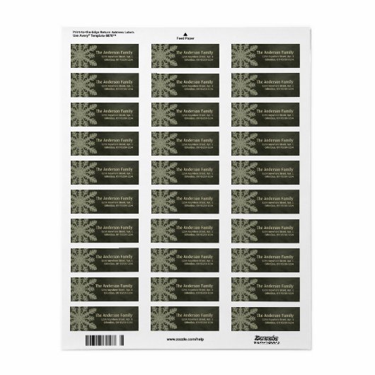 Kerstmis 1: Snowflake 2e Return Address Labels (Full Sheet)