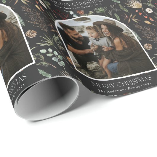 Kerstmis 1 waterverf botanische flora cadeaupapier (Rol Hoek)