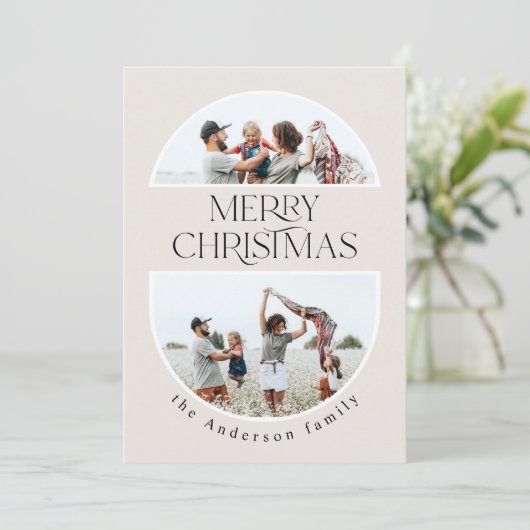 Kerstmis 1 waterverf botanische flora feestdagenkaart (Staand voorkant)