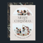 Kerstmis 1 waterverf botanische flora feestdagenkaart<br><div class="desc">Droom Kerstmis moderne elegante waterverf droegen botanische florale gedempte kleuren op feestboog 1 foto kerstkaart.</div>