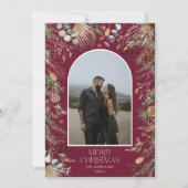 Kerstmis 1 waterverf botanische flora feestdagenkaart (Voorkant)