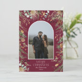 Kerstmis 1 waterverf botanische flora feestdagenkaart (Staand voorkant)